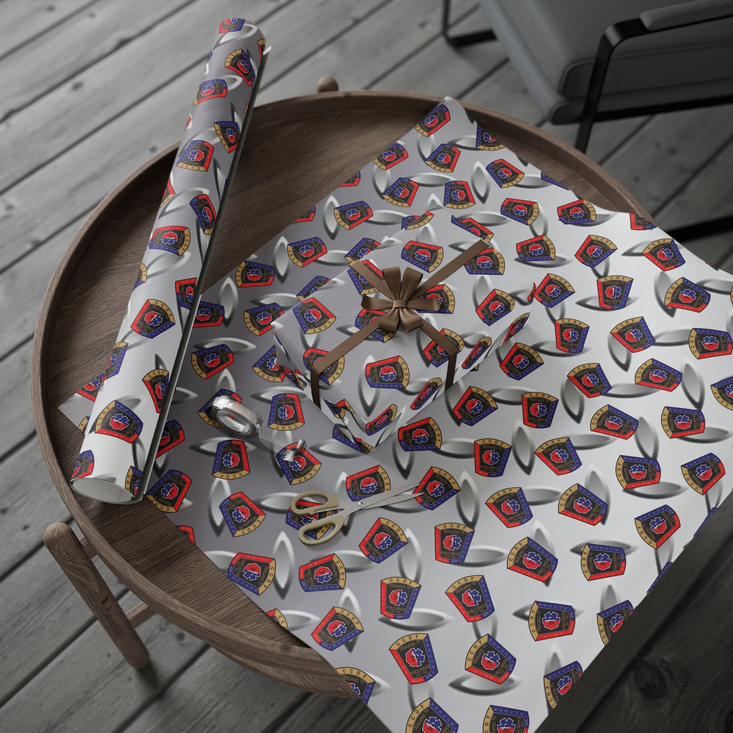 CCDF Logo & Tread Plate Themed Wrapping Paper for Holidays & Celebrations
