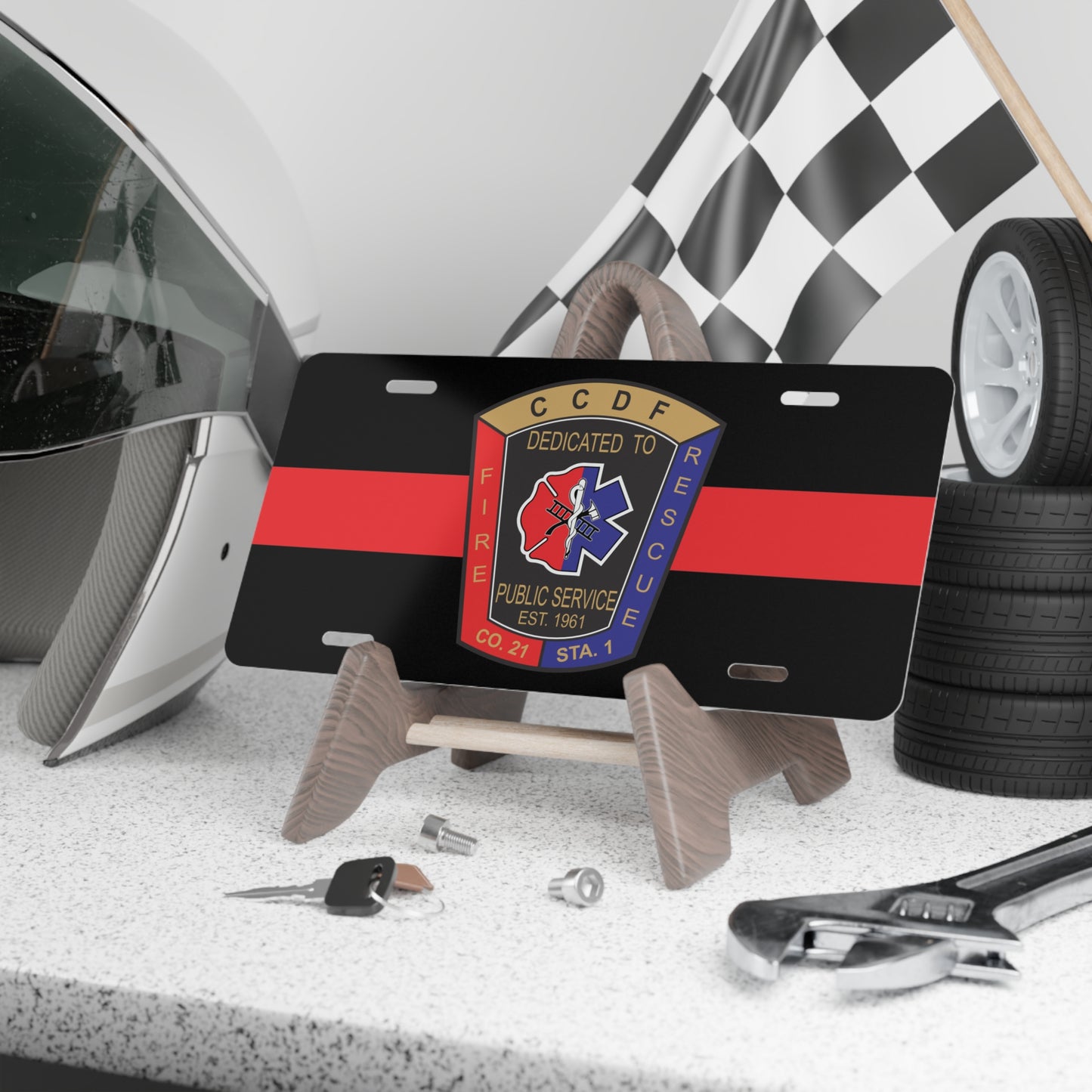 CCDF Thin Red Line Vanity Plate