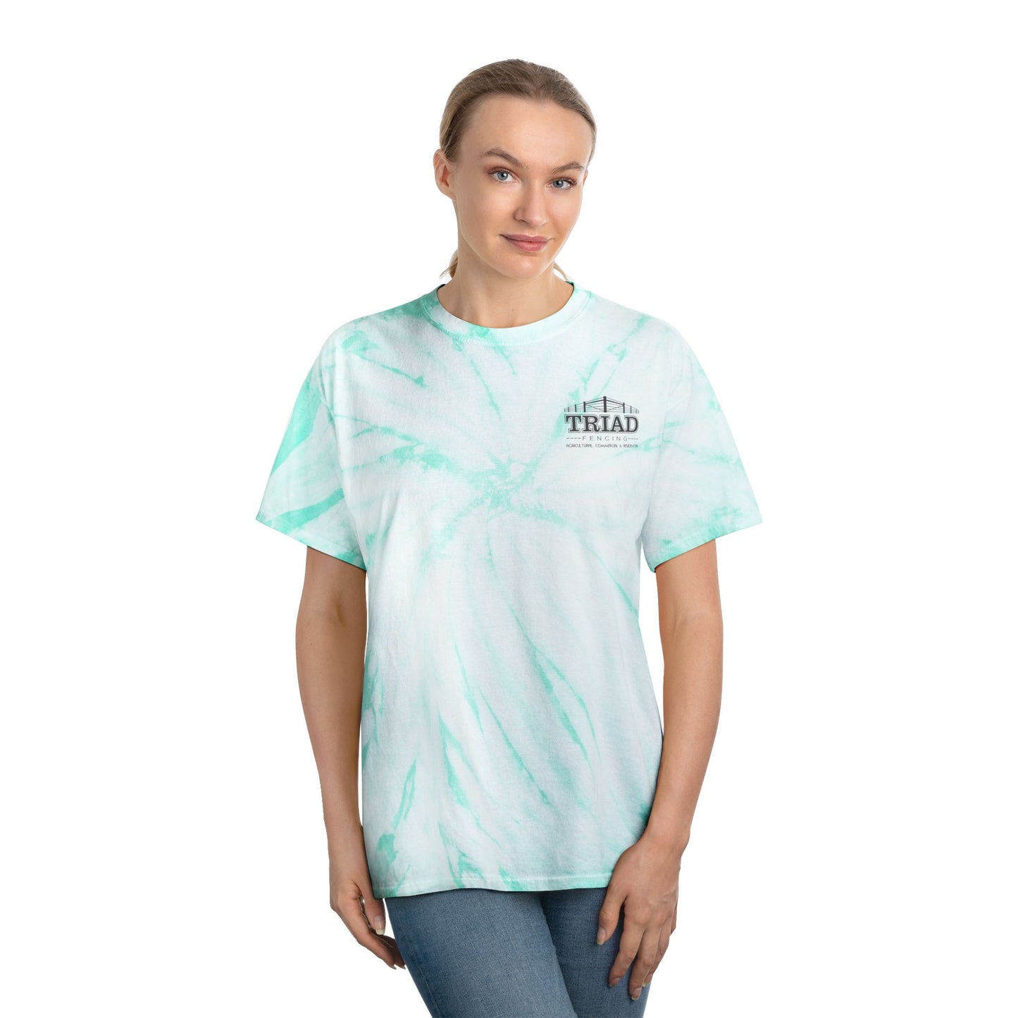 Triad Fencing Vibrant Tie-Dye Tee, Perfect for Summer Festivals, Casual Outings, Unique Gift for Teens, Light Spiral Print
