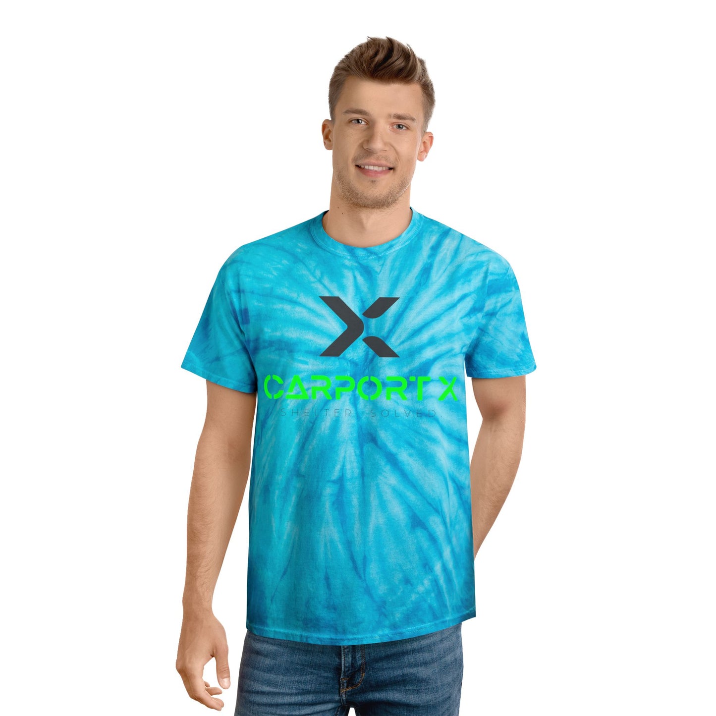 CarportX Vibrant Tie-Dye Tee, Perfect for Summer Festivals, Casual Outings, Unique Gift for Teens, Light Spiral Print