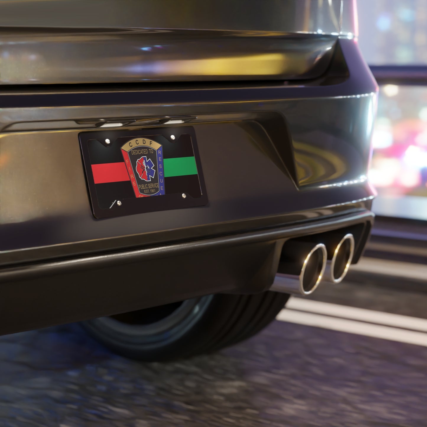 CCDF Thin Red/Green Line Vanity Plate