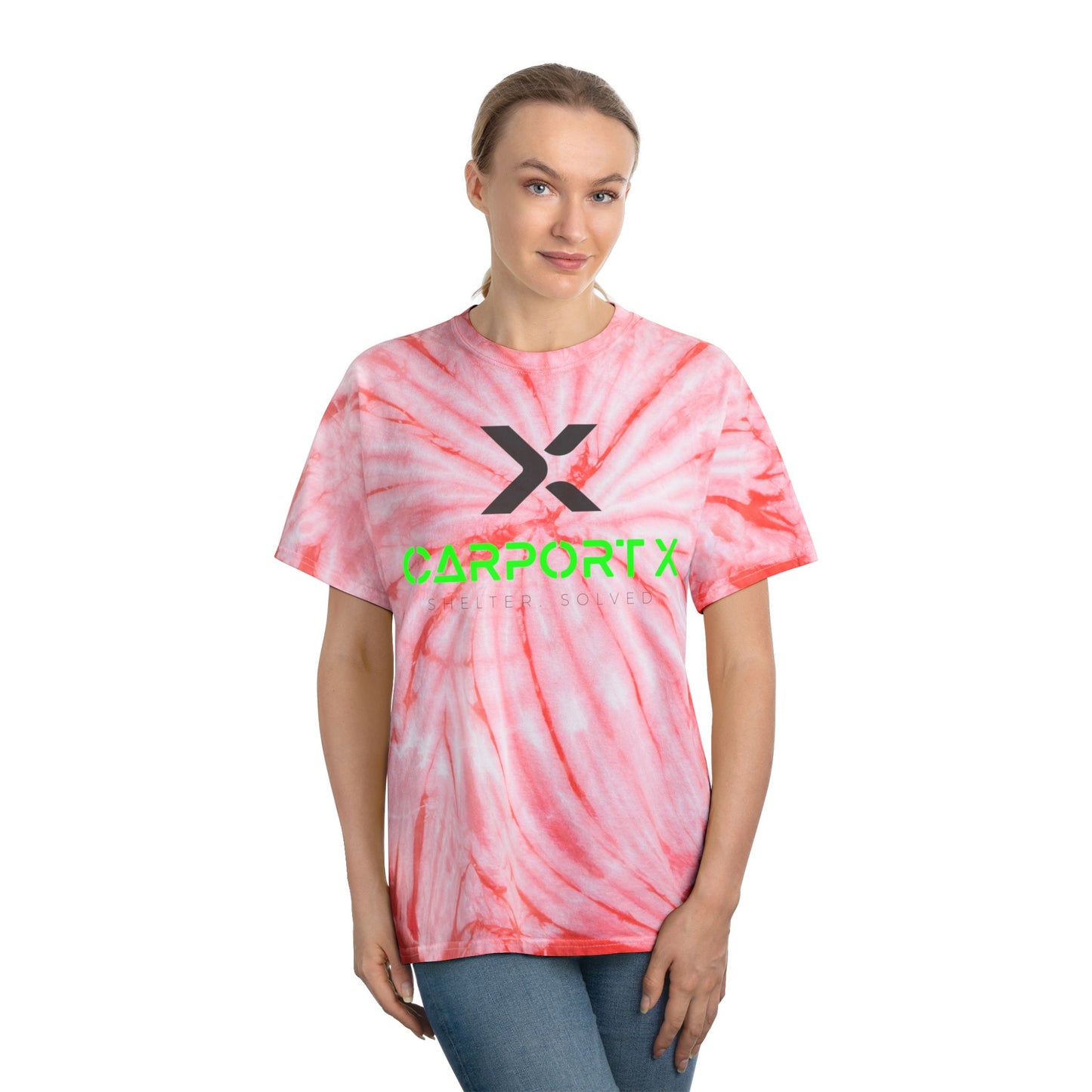 CarportX Vibrant Tie-Dye Tee, Perfect for Summer Festivals, Casual Outings, Unique Gift for Teens, Light Spiral Print
