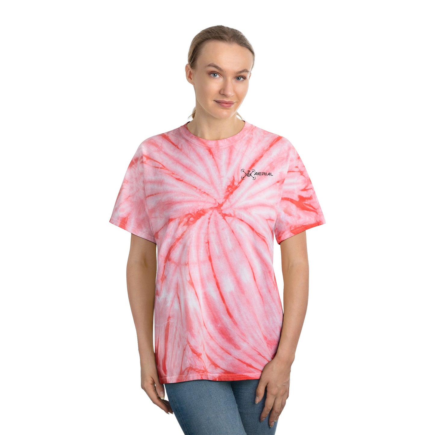 PAC Aerial Vibrant Tie-Dye Tee, Perfect for Summer Festivals, Casual Outings, Unique Gift for Teens, Light Spiral Print