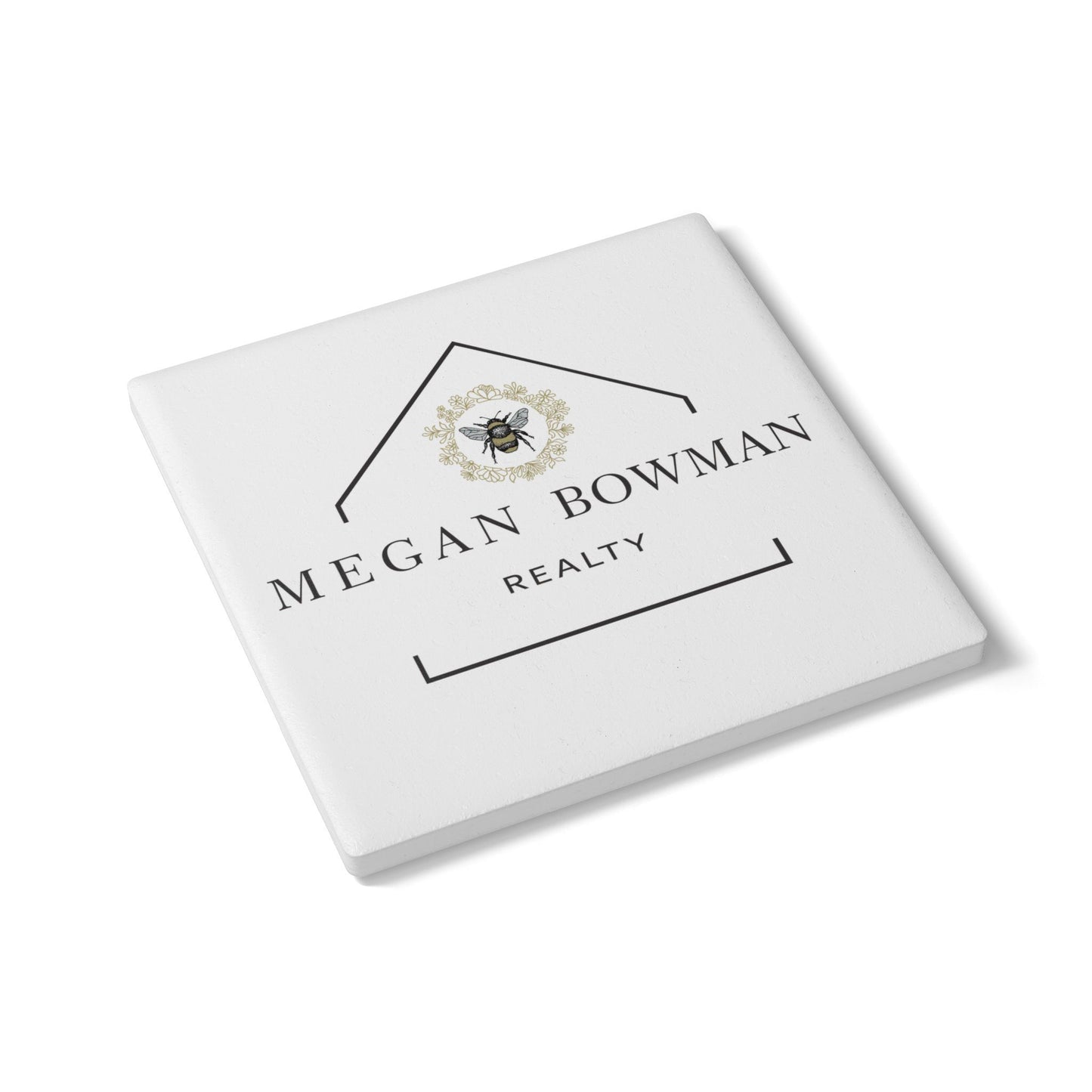 MBR Personalized Bee Themed Ceramic Coaster - Custom Home Decor, Housewarming Gift, Realtor Gift, Unique Kitchen Accessory, Drinkware