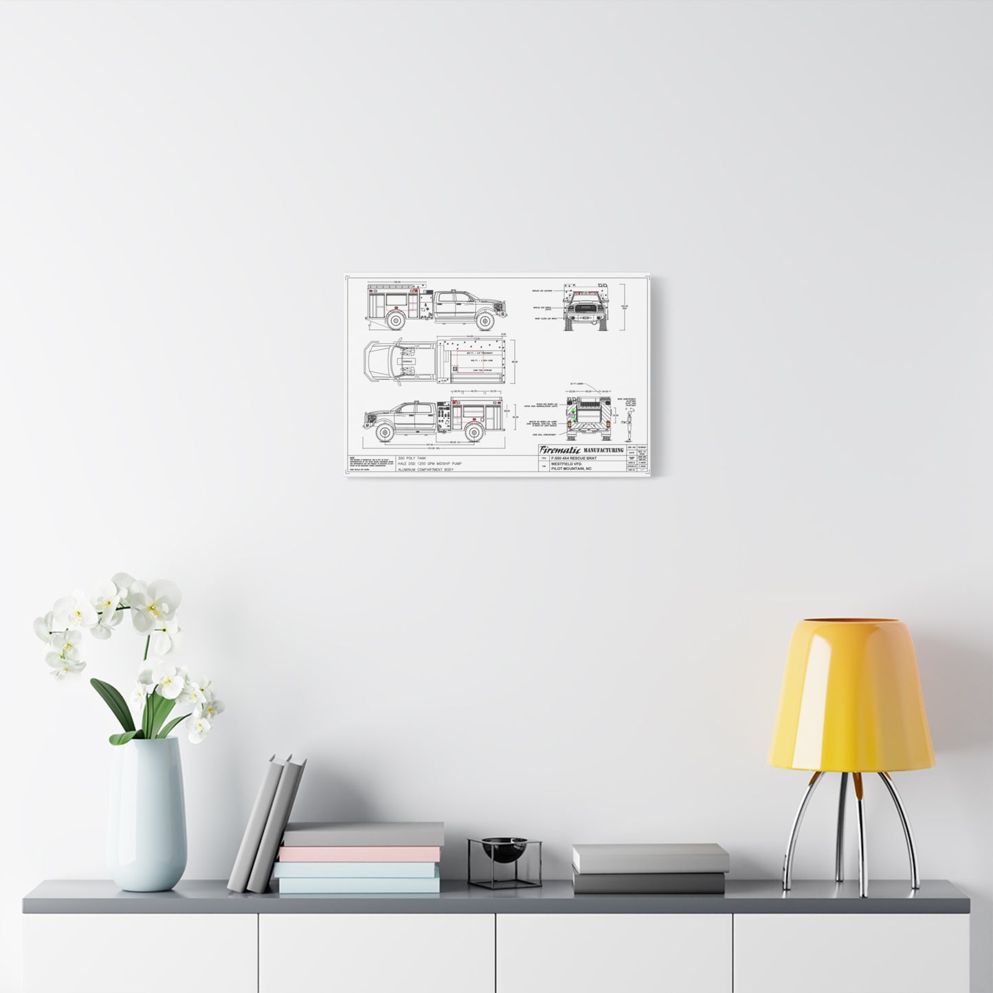 73 Engine 3 Schematic/Blueprint Canvas Art - Stretched Matte 1.25"