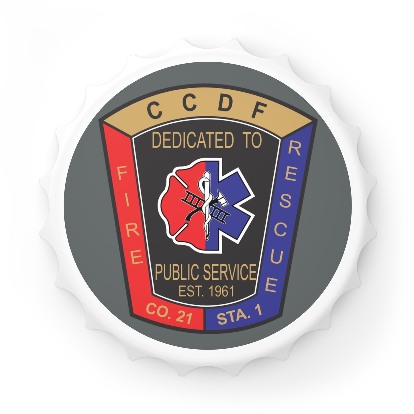 Firefighter-Themed Bottle Opener - CCDF Est. 1961