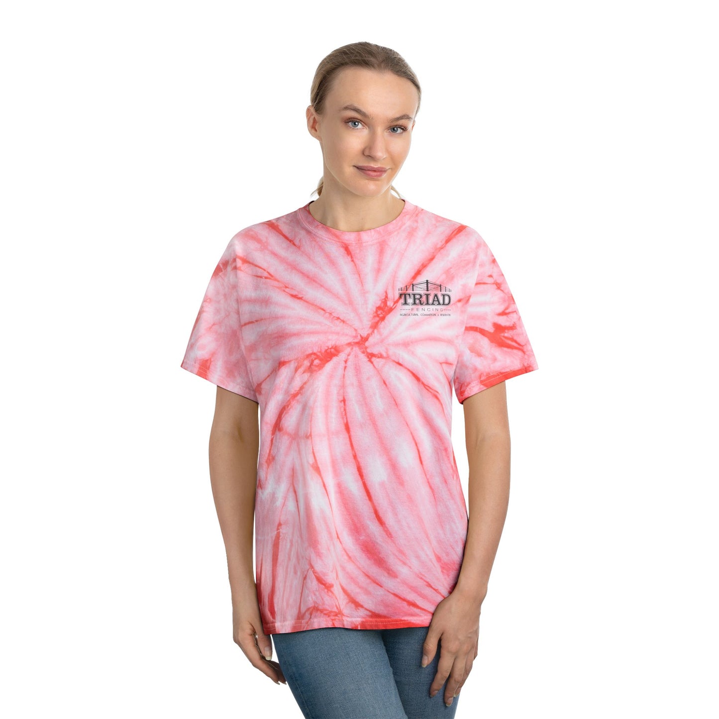 Triad Fencing Vibrant Tie-Dye Tee, Perfect for Summer Festivals, Casual Outings, Unique Gift for Teens, Light Spiral Print