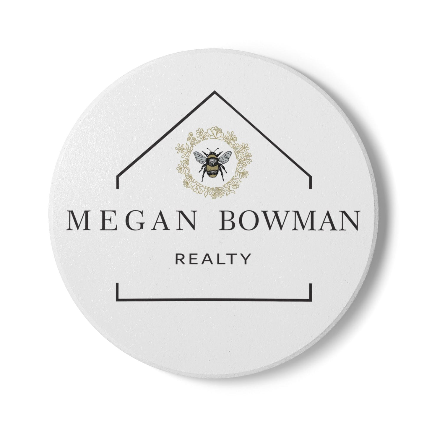 MBR Personalized Bee Themed Ceramic Coaster - Custom Home Decor, Housewarming Gift, Realtor Gift, Unique Kitchen Accessory, Drinkware