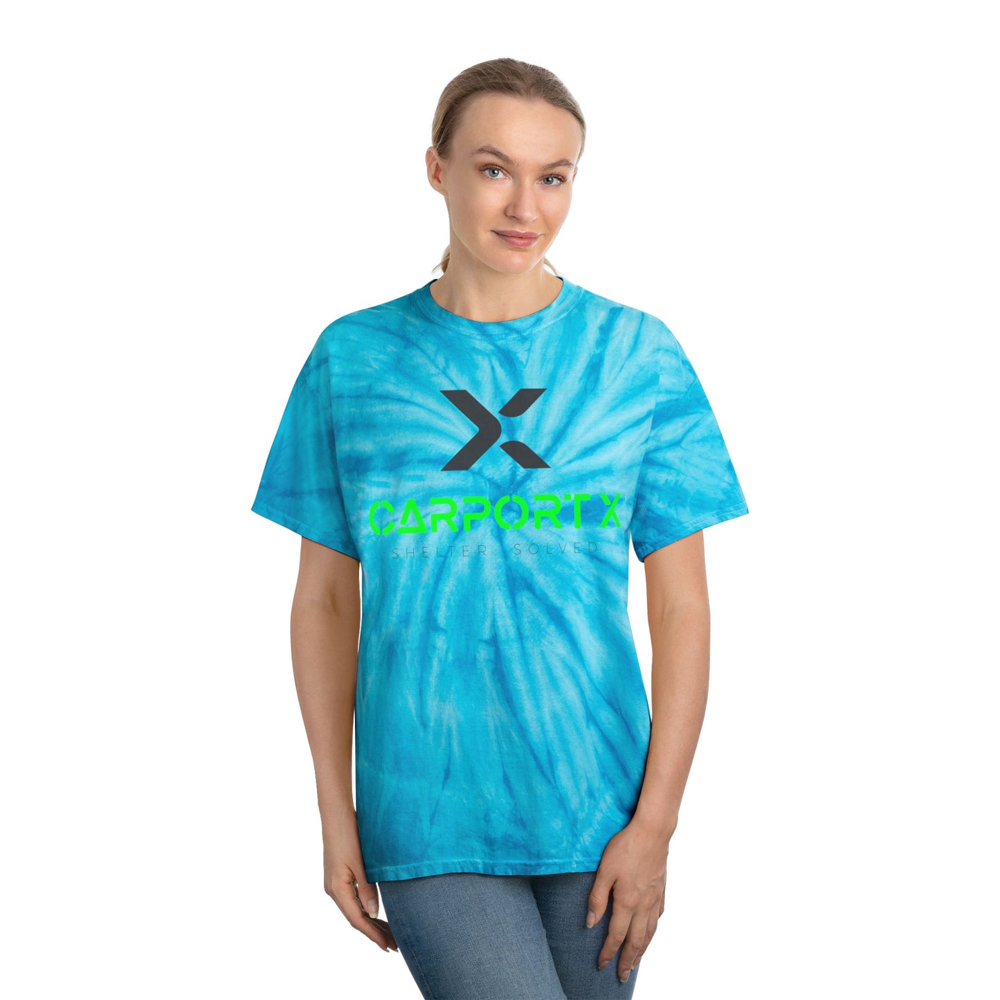 CarportX Vibrant Tie-Dye Tee, Perfect for Summer Festivals, Casual Outings, Unique Gift for Teens, Light Spiral Print