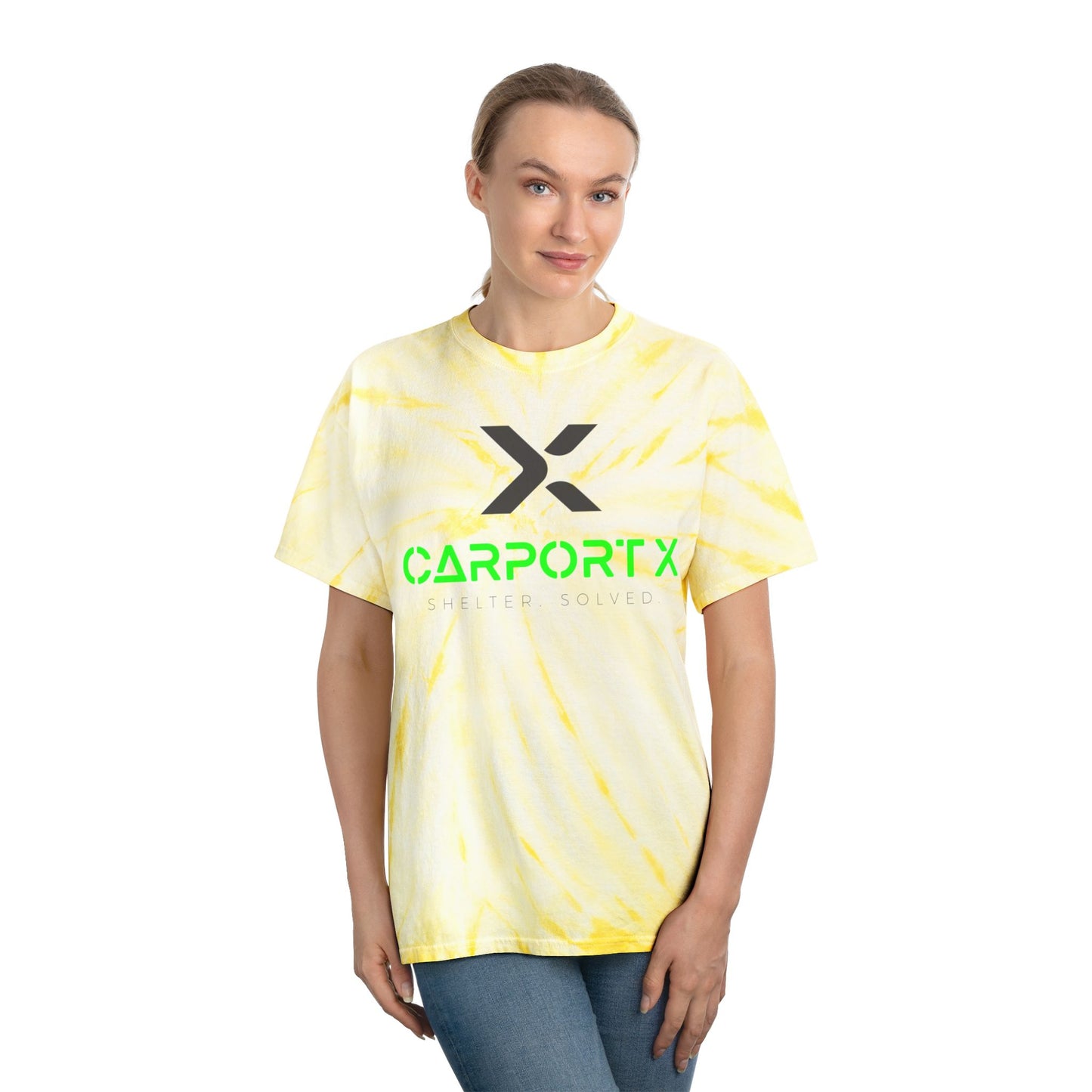 CarportX Vibrant Tie-Dye Tee, Perfect for Summer Festivals, Casual Outings, Unique Gift for Teens, Light Spiral Print