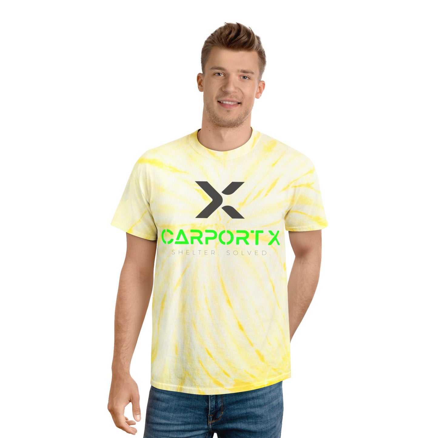 CarportX Vibrant Tie-Dye Tee, Perfect for Summer Festivals, Casual Outings, Unique Gift for Teens, Light Spiral Print