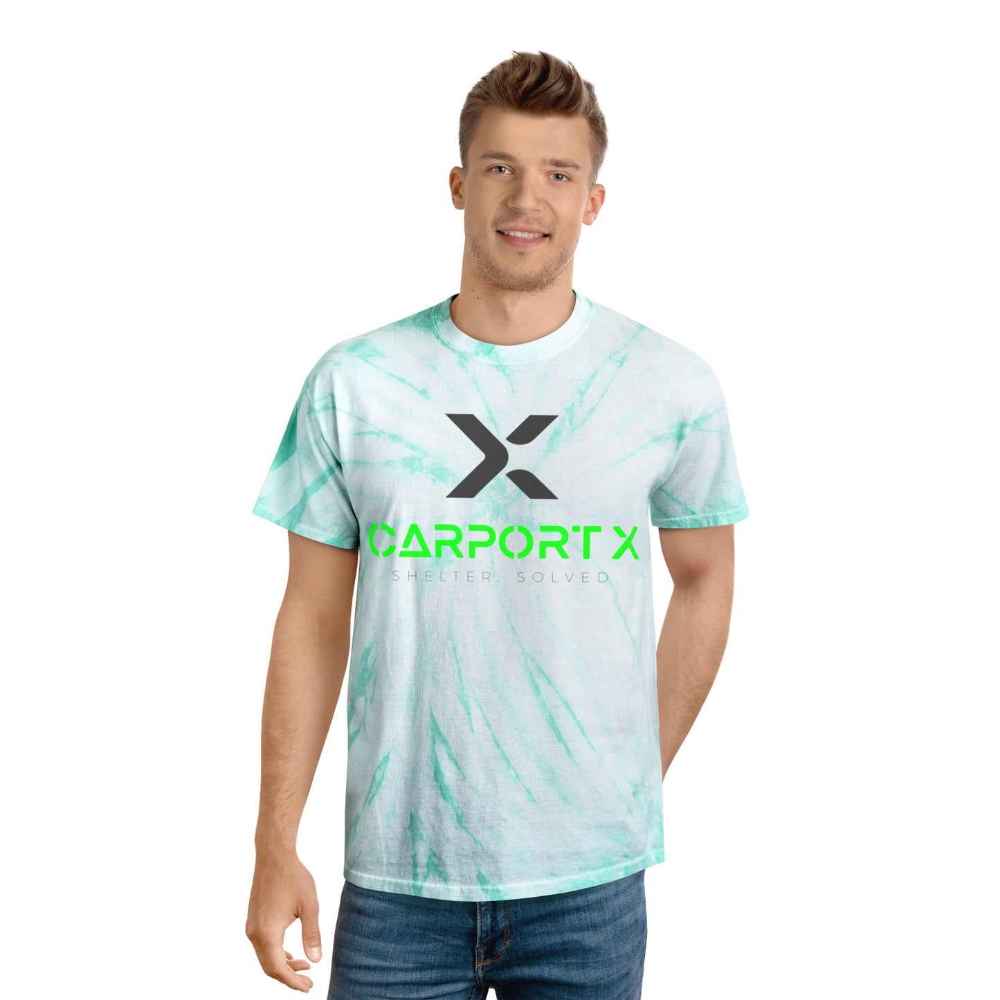 CarportX Vibrant Tie-Dye Tee, Perfect for Summer Festivals, Casual Outings, Unique Gift for Teens, Light Spiral Print
