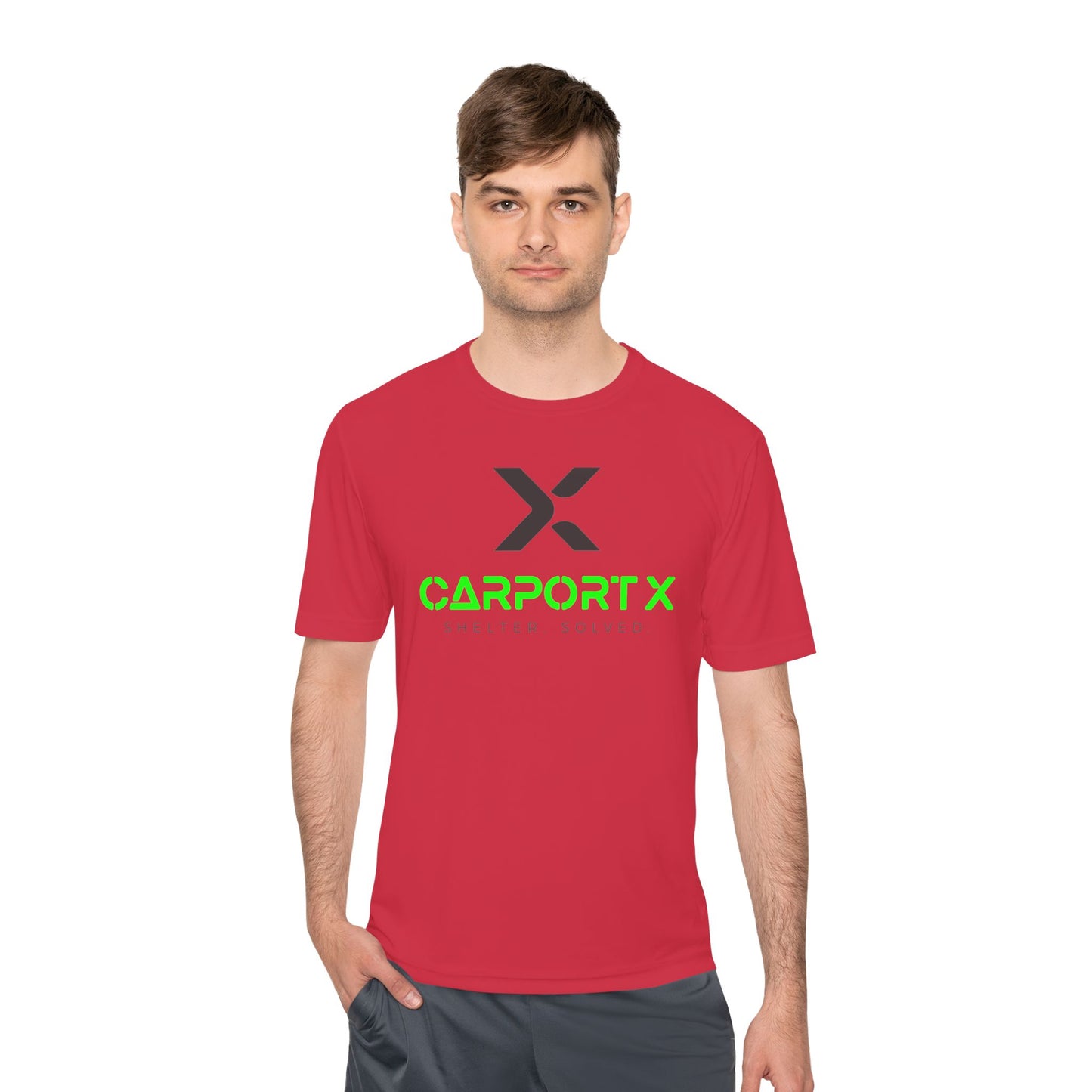 CarportX Unisex Moisture Wicking Tee for Active Lifestyles, Perfect for Gym, Sports, Outdoor Activities, Customizable Design, Gift for Athletes