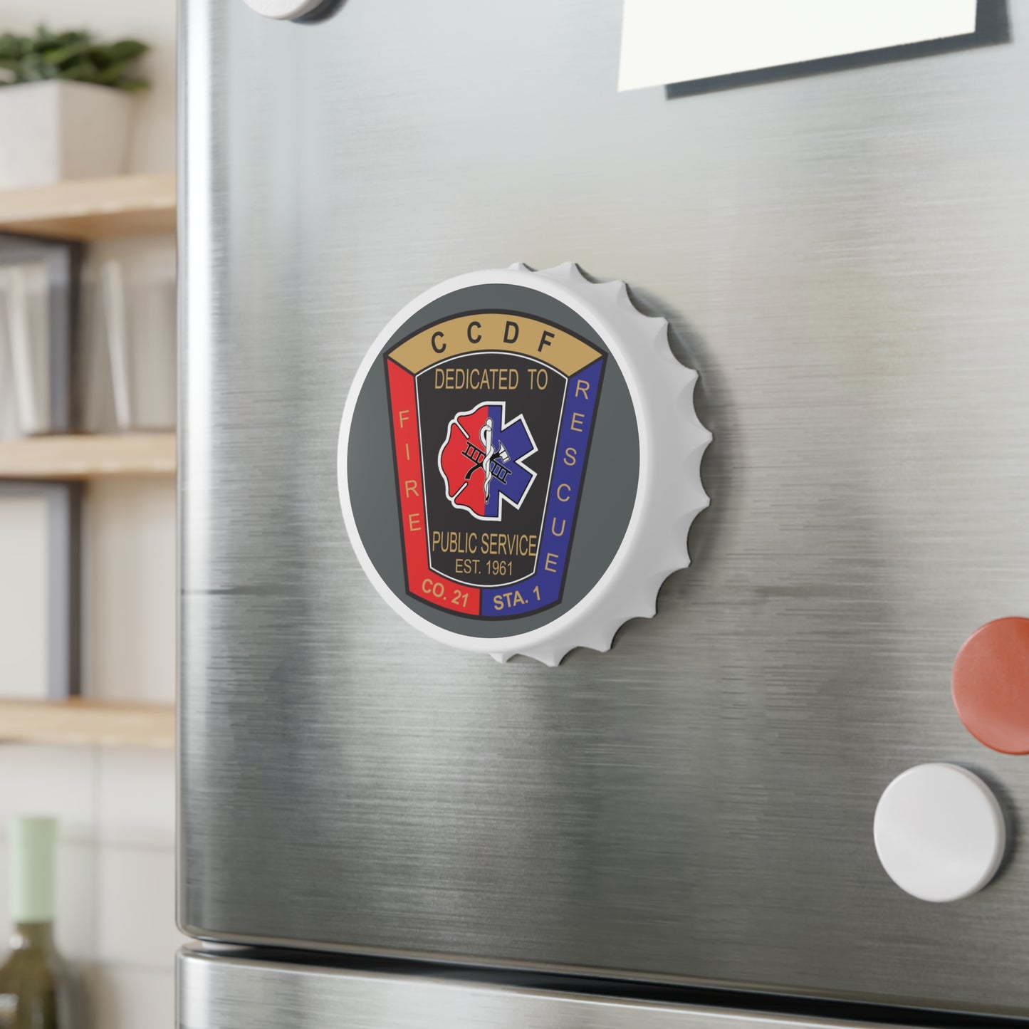 Firefighter-Themed Bottle Opener - CCDF Est. 1961