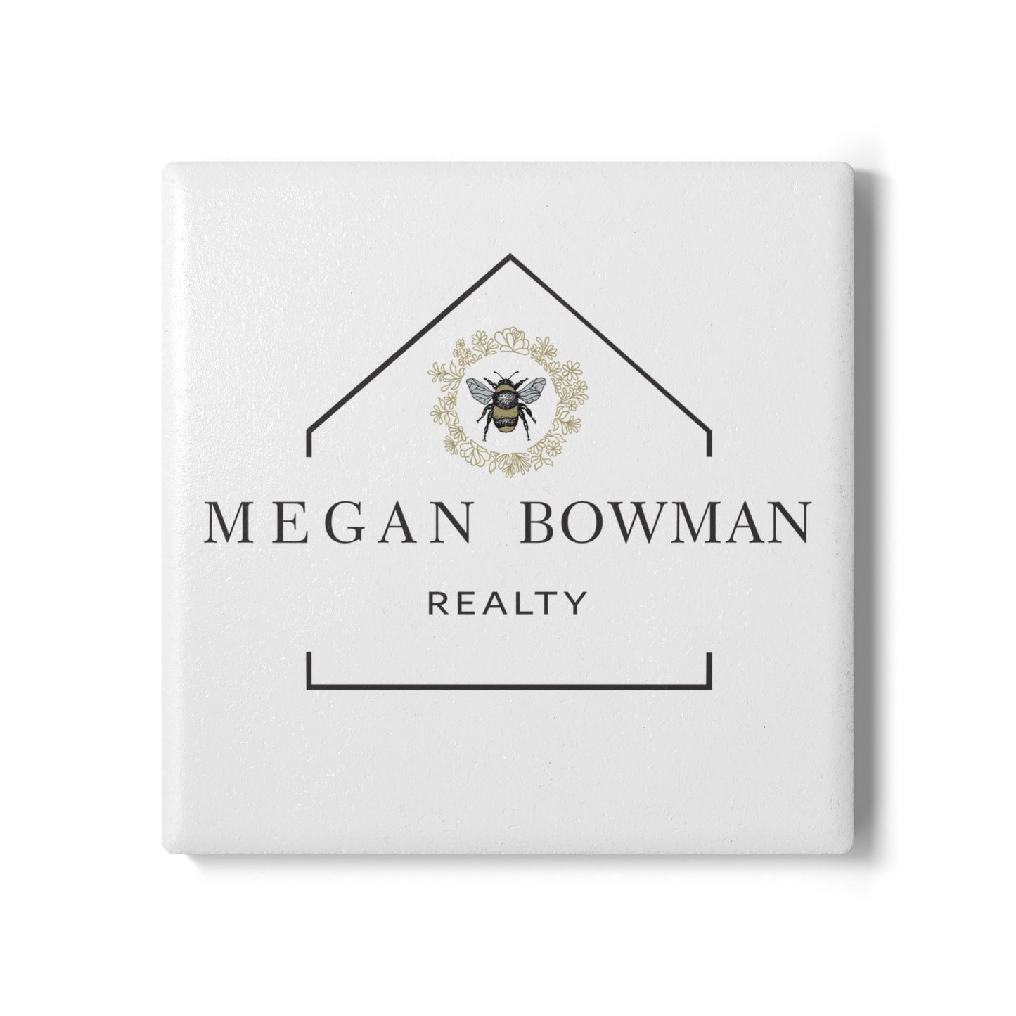 MBR Personalized Bee Themed Ceramic Coaster - Custom Home Decor, Housewarming Gift, Realtor Gift, Unique Kitchen Accessory, Drinkware