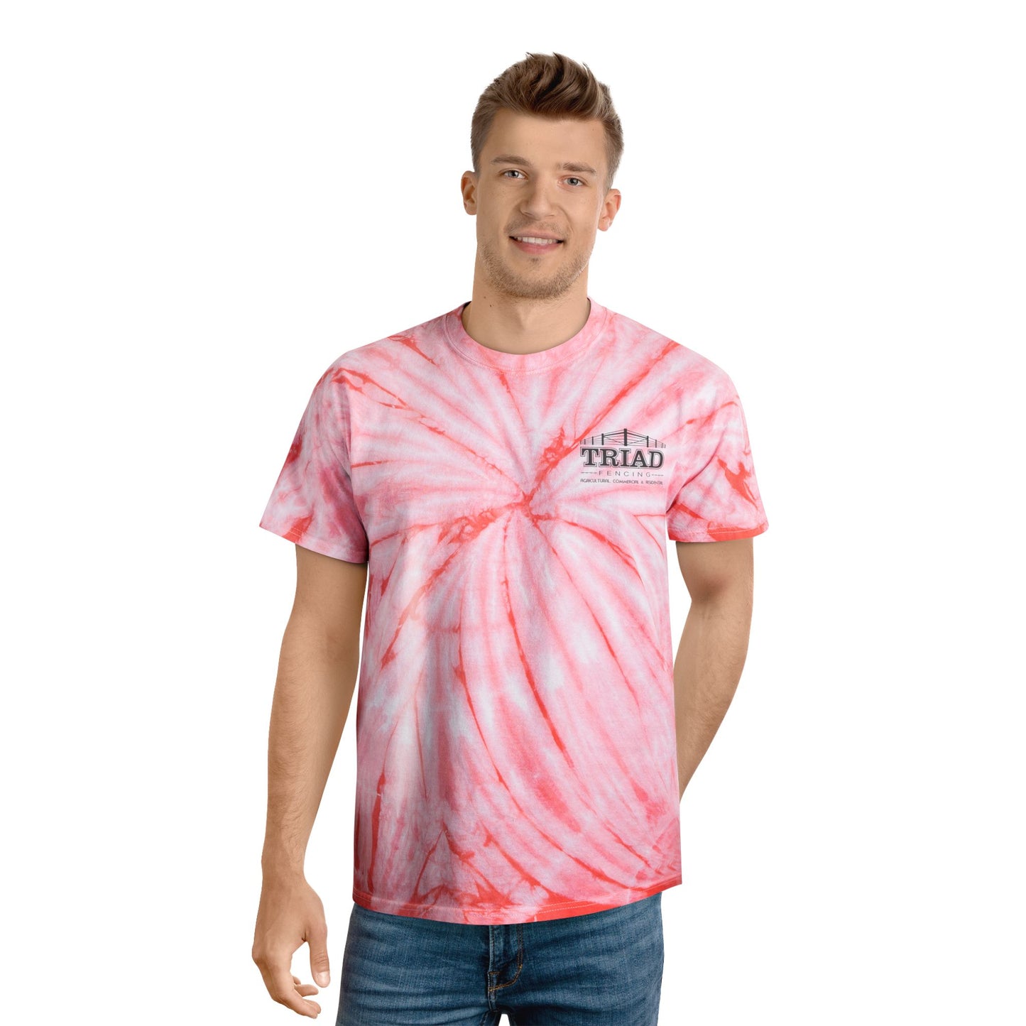 Triad Fencing Vibrant Tie-Dye Tee, Perfect for Summer Festivals, Casual Outings, Unique Gift for Teens, Light Spiral Print