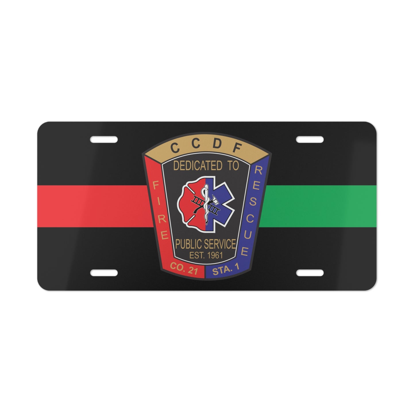 CCDF Thin Red/Green Line Vanity Plate