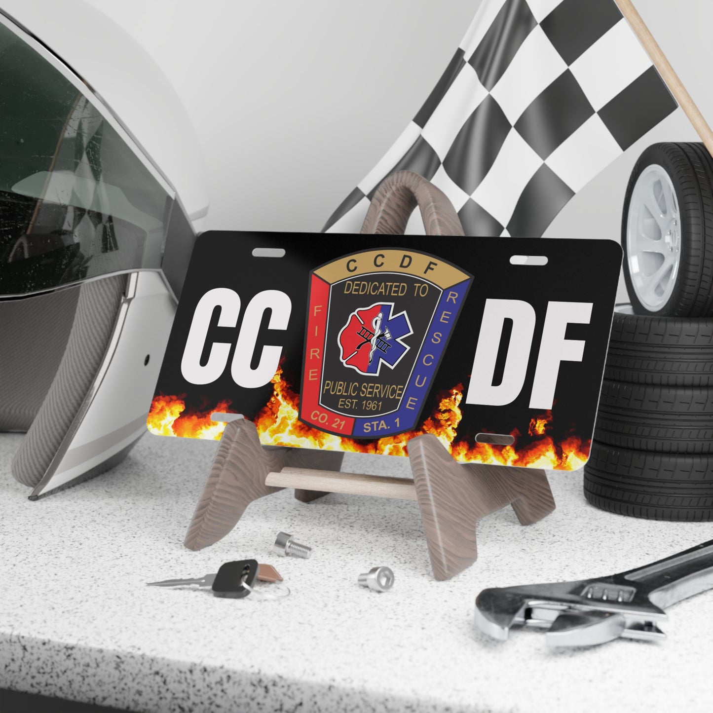 CCDF Flames Vanity Plate