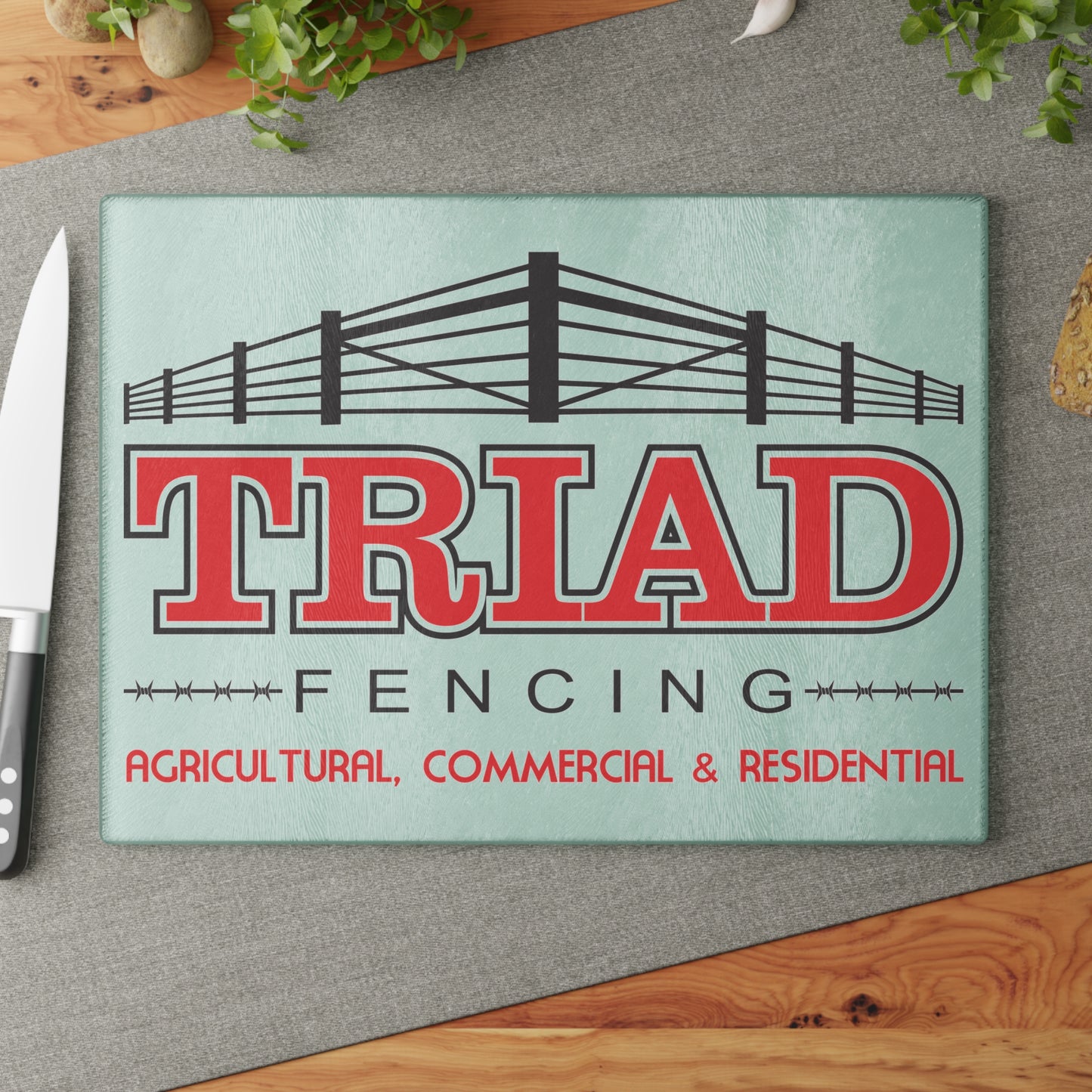 Triad Fencing Glass Cutting Board