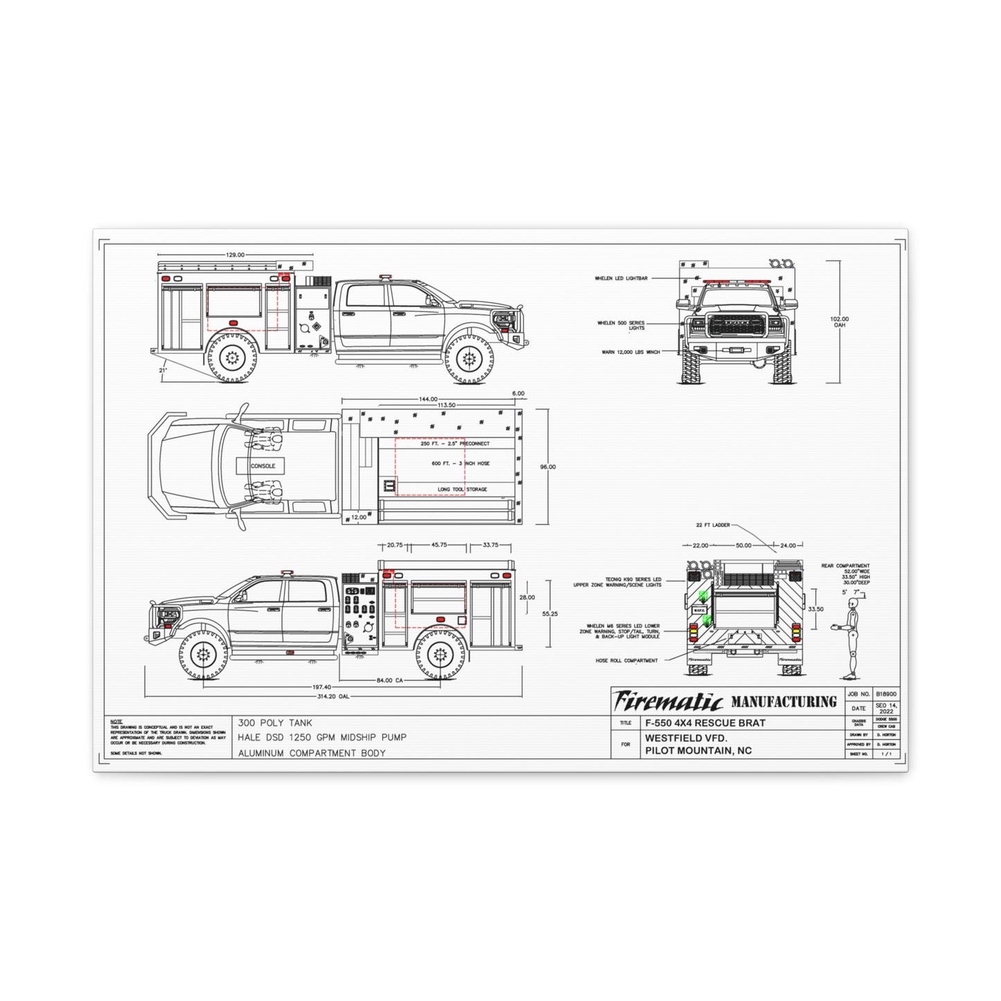 73 Engine 3 Schematic/Blueprint Canvas Art - Stretched Matte 1.25"