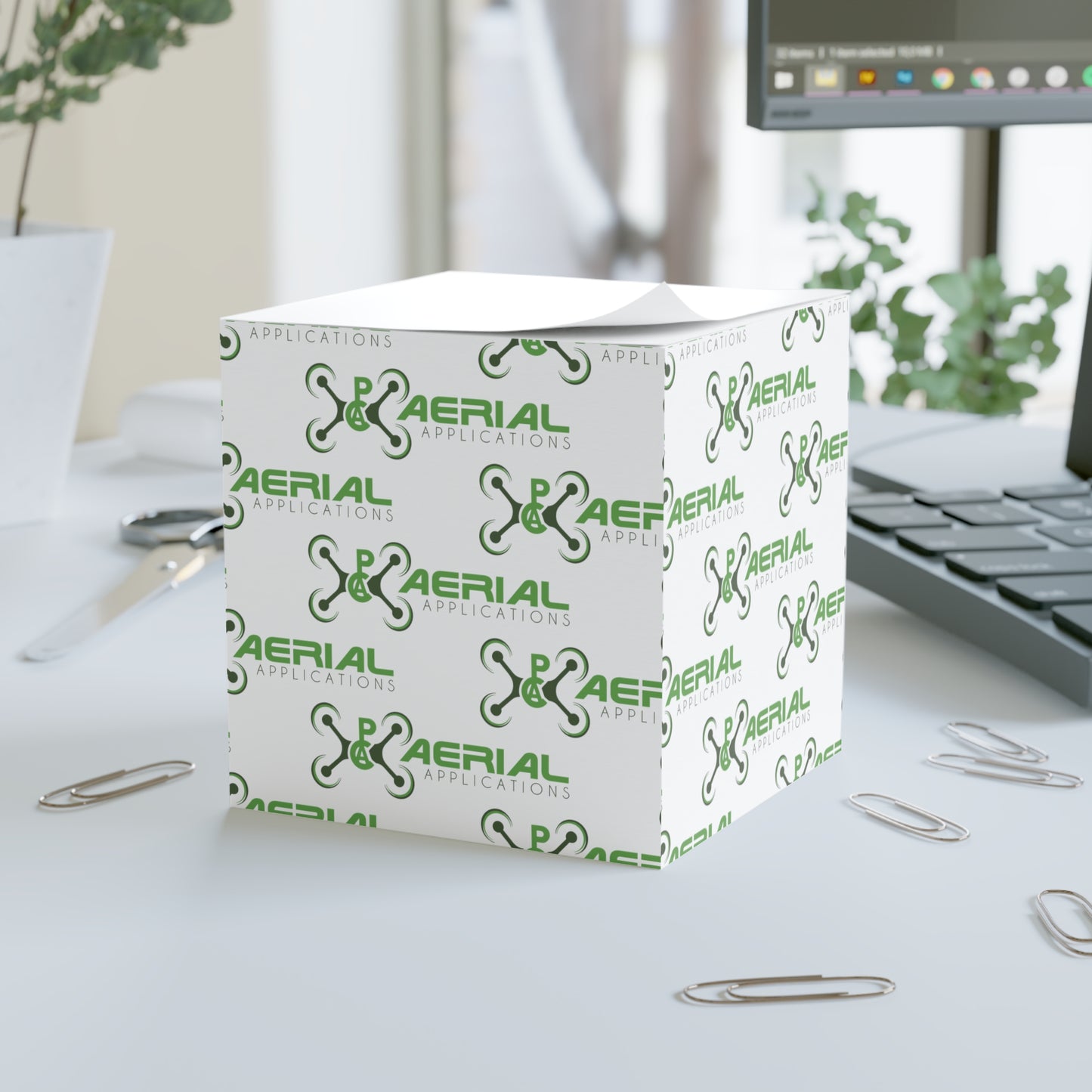 PAC Aerial Note Cube for Home or Office, Custom Stationery, Stylish Desk Decor, Unique Memo Pad