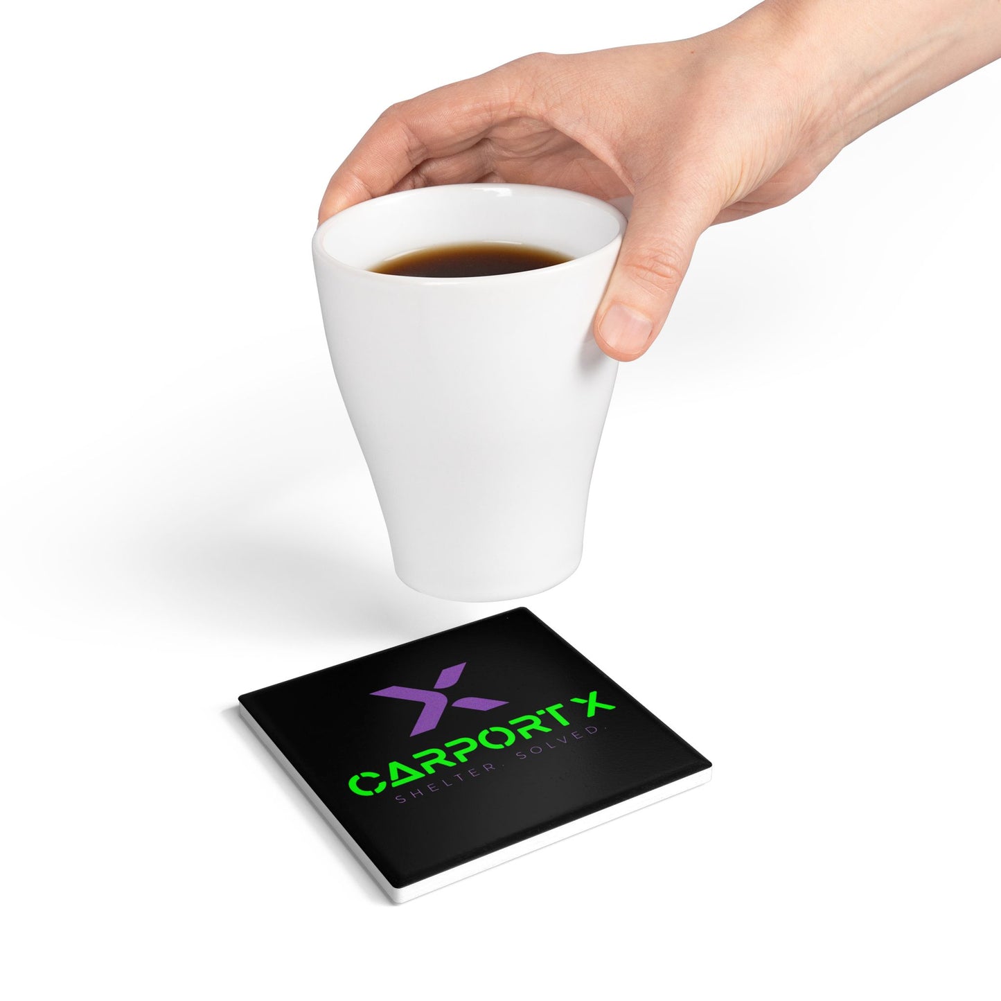 CarportX Personalized Themed Ceramic Coaster - Custom Home Decor, Housewarming Gift, Realtor Gift, Unique Kitchen Accessory, Drinkware