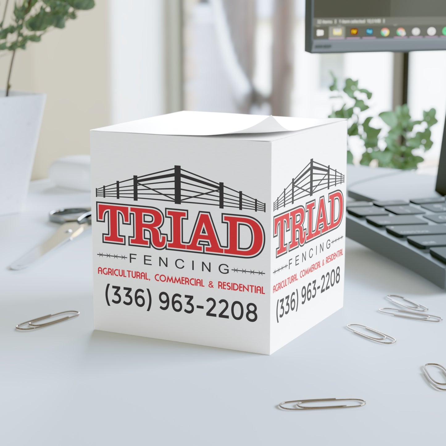 Triad Fencing Note Cube for Home or Office, Custom Stationery, Stylish Desk Decor, Unique Memo Pad