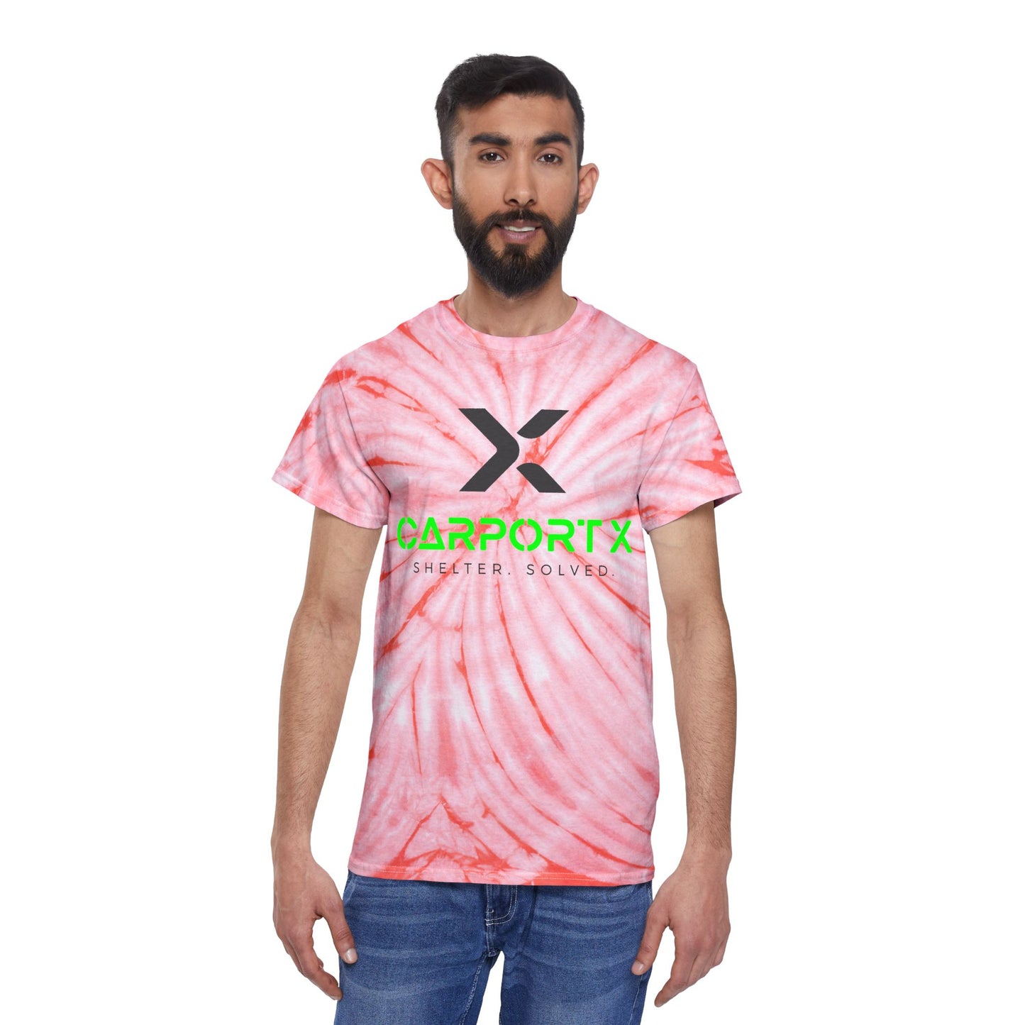 CarportX Vibrant Tie-Dye Tee, Perfect for Summer Festivals, Casual Outings, Unique Gift for Teens, Light Spiral Print
