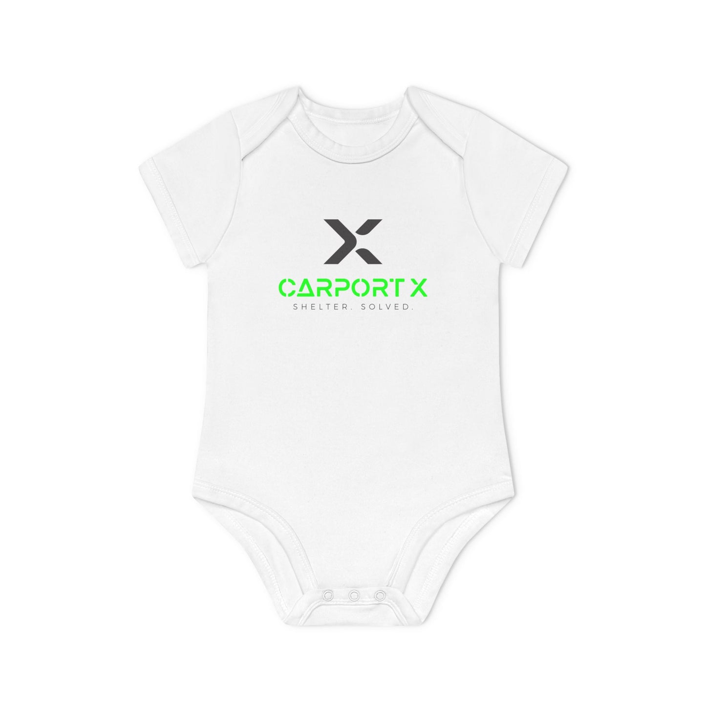 CarportX Baby Bodysuit — Carport X Logo Organic Short-Sleeve Infant Onesie