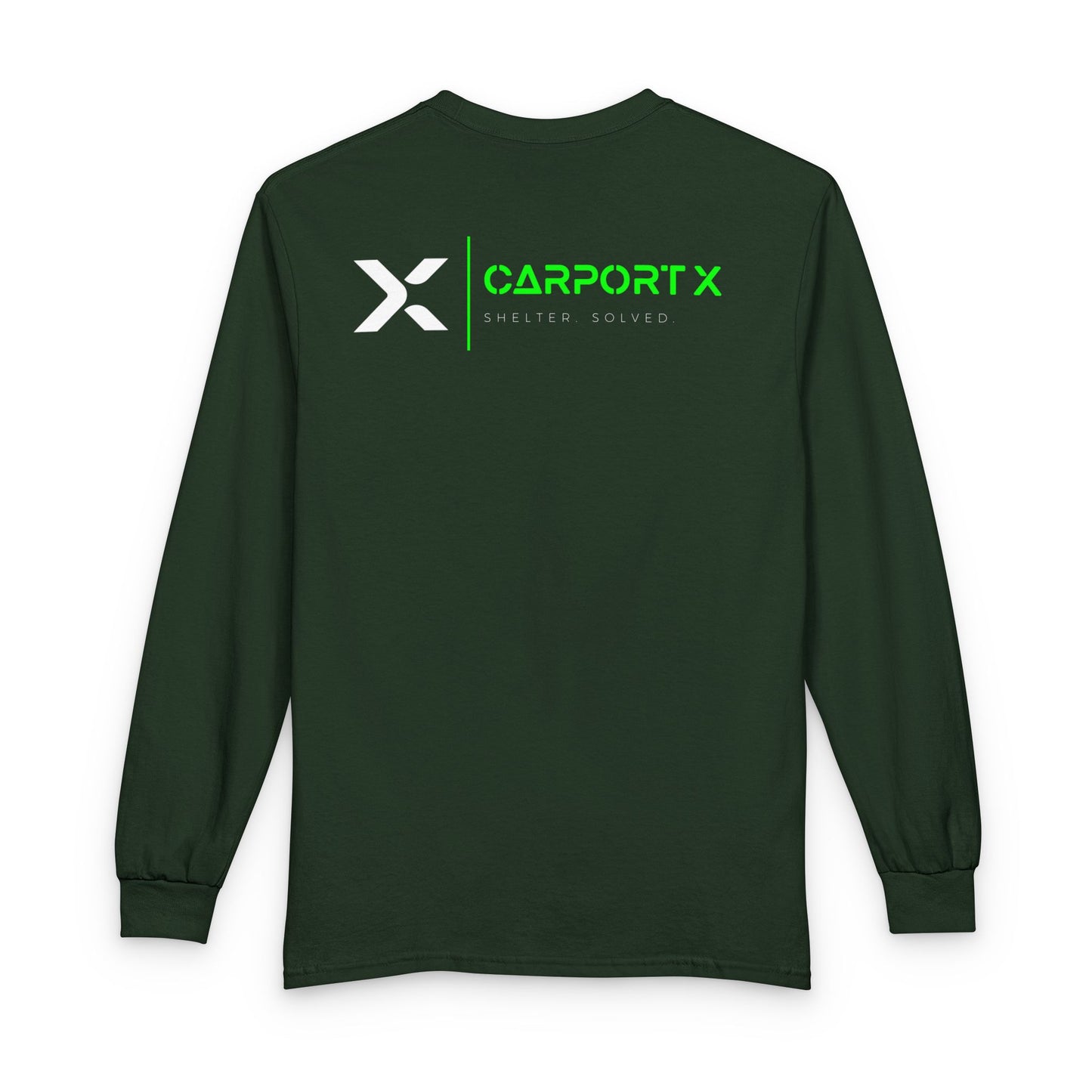 CarportX Logo Long Sleeve T-Shirt — 'CarportX Shelter Solved' Graphic Tee