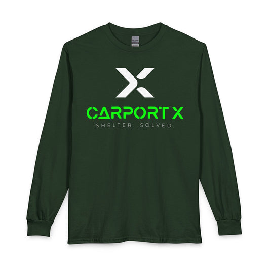 CarportX Logo Long Sleeve T-Shirt — 'CarportX Shelter Solved' Graphic Tee