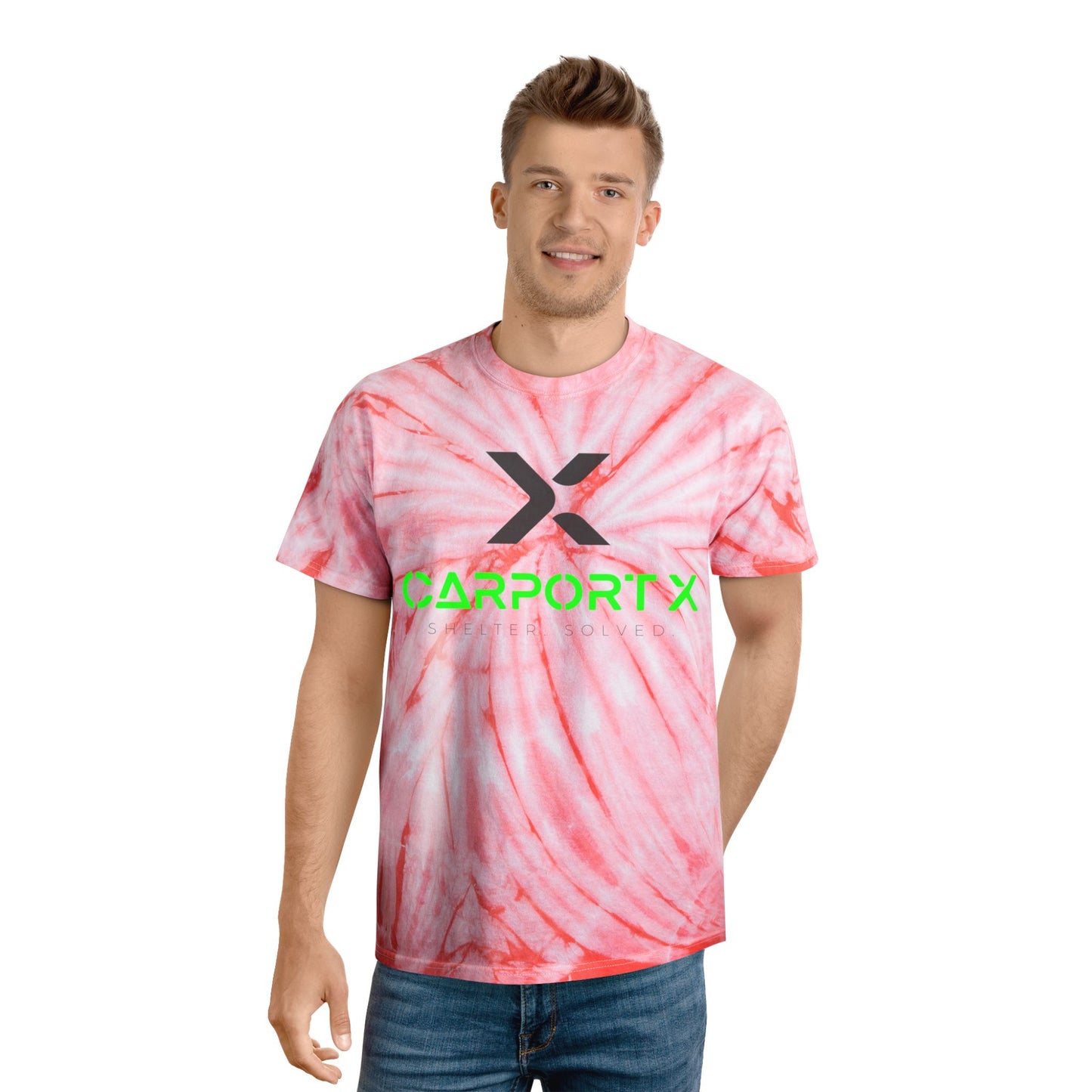 CarportX Vibrant Tie-Dye Tee, Perfect for Summer Festivals, Casual Outings, Unique Gift for Teens, Light Spiral Print