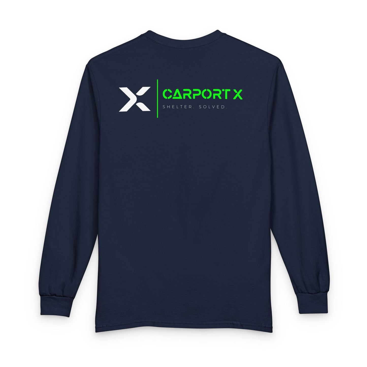 CarportX Logo Long Sleeve T-Shirt — 'CarportX Shelter Solved' Graphic Tee