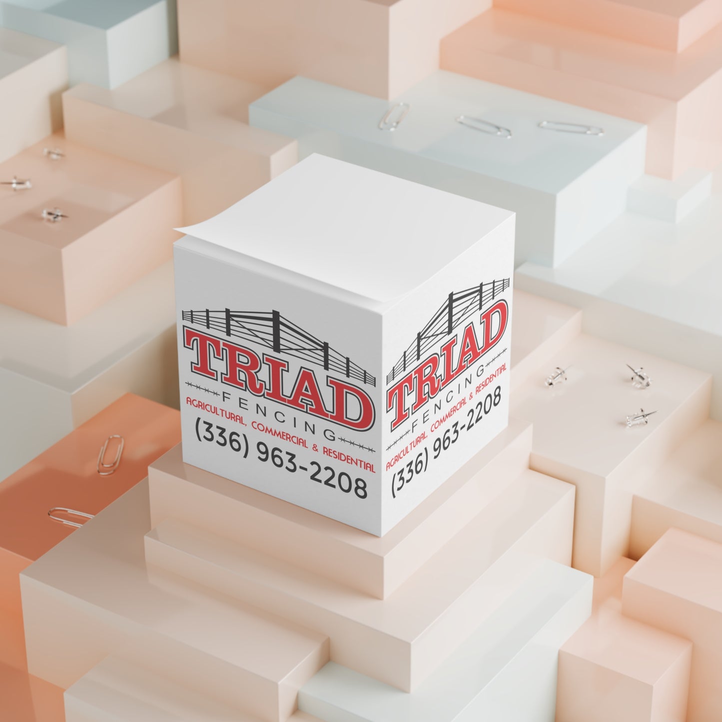 Triad Fencing Note Cube for Home or Office, Custom Stationery, Stylish Desk Decor, Unique Memo Pad