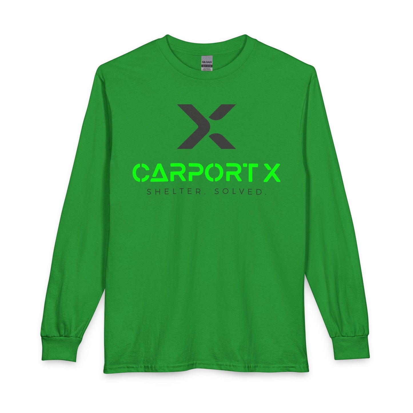 CarportX Logo Long Sleeve T-Shirt — 'CarportX Shelter Solved' Graphic Tee - Black Logo