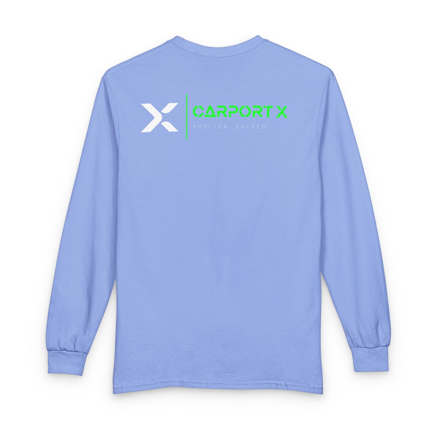 CarportX Logo Long Sleeve T-Shirt — 'CarportX Shelter Solved' Graphic Tee